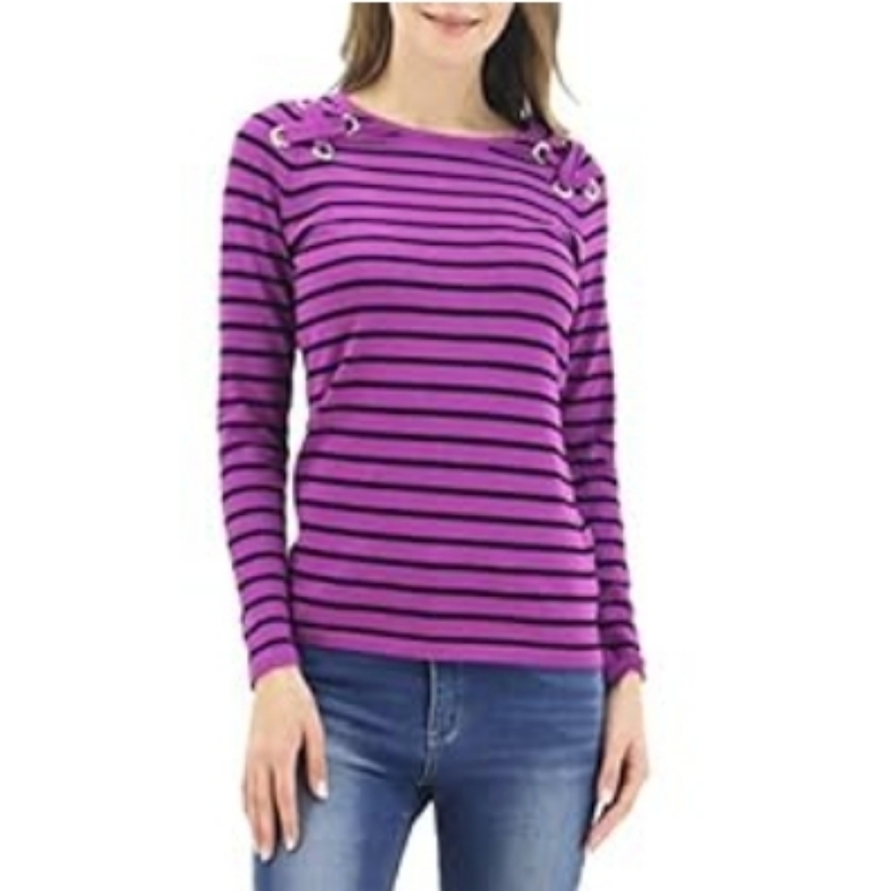 Purple Striped Women's Top